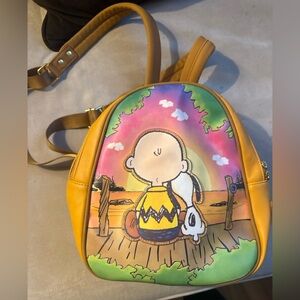 Lounge fly, rare Yellow Charlie Brown & Snoopy Graphic Mini Backpack